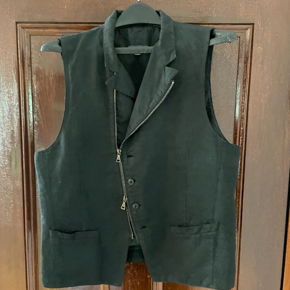 John Varvatos Made in Italy Asymmetrical Vest New Size 48 Linen / Cotton